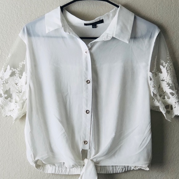 White Lace Crop Top - Picture 3 of 3